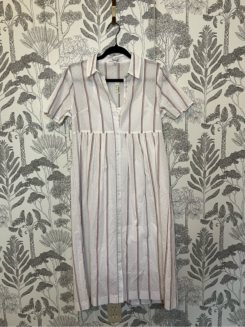Madewell nwt cotton Stripe button up summer Shirt Dress fully lined XS - Picture 2 of 11